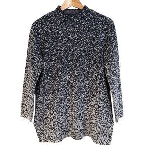 J. Jill Pure Jill Sweater Tunic Charcoal White Knit Ombre Mock Neck Small